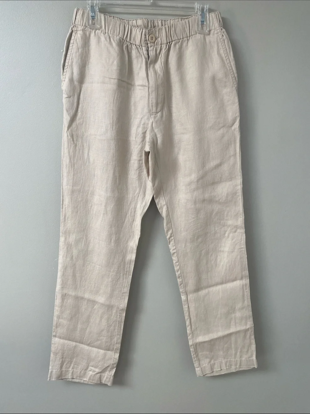 Quince European linen pants, driftwood khaki size medium